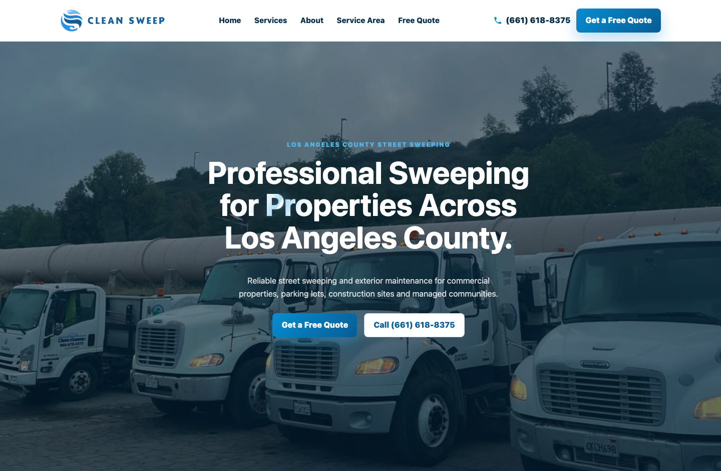 Clean Sweep website homepage screenshot