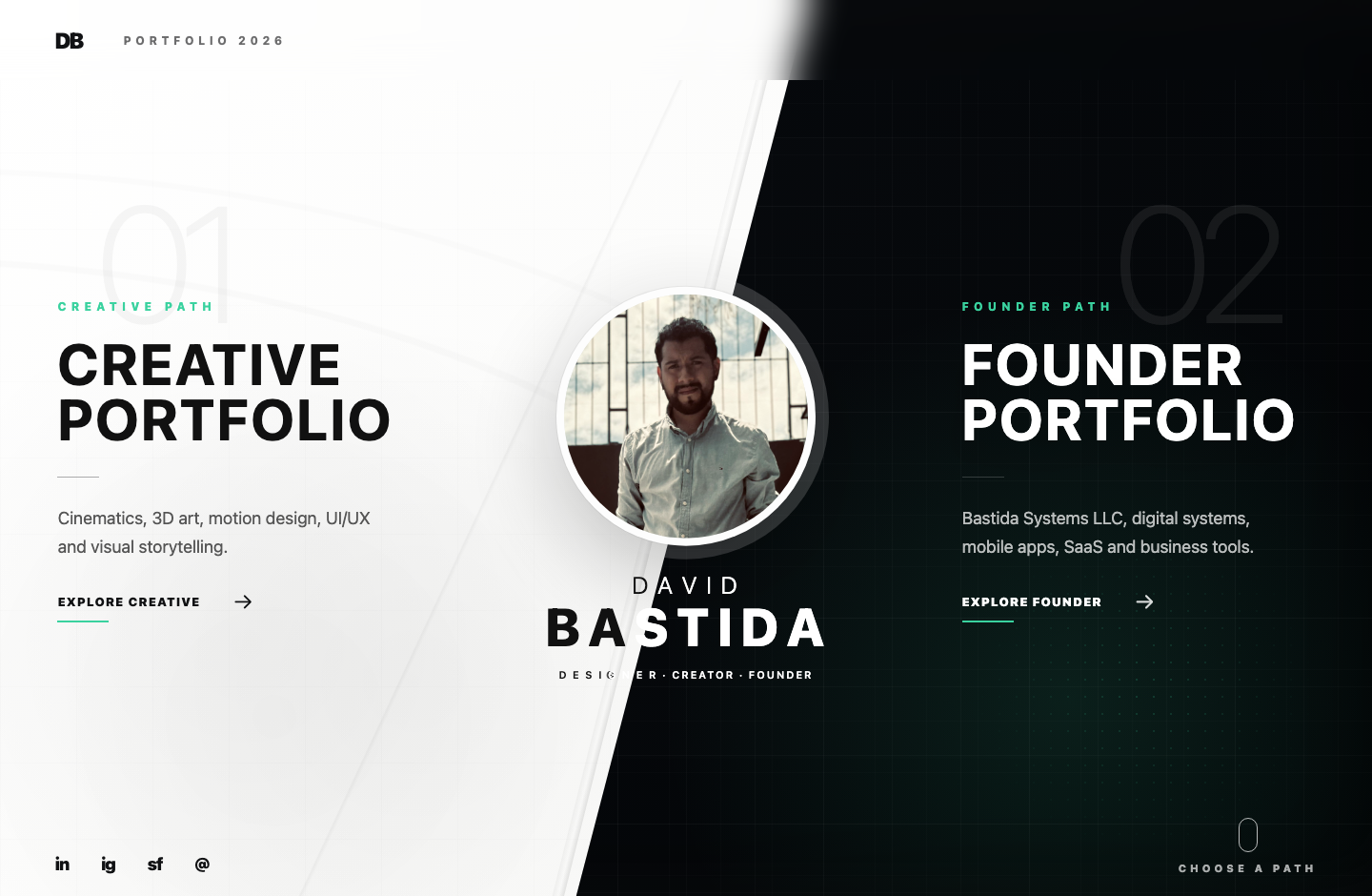 David Bastida portfolio website homepage screenshot