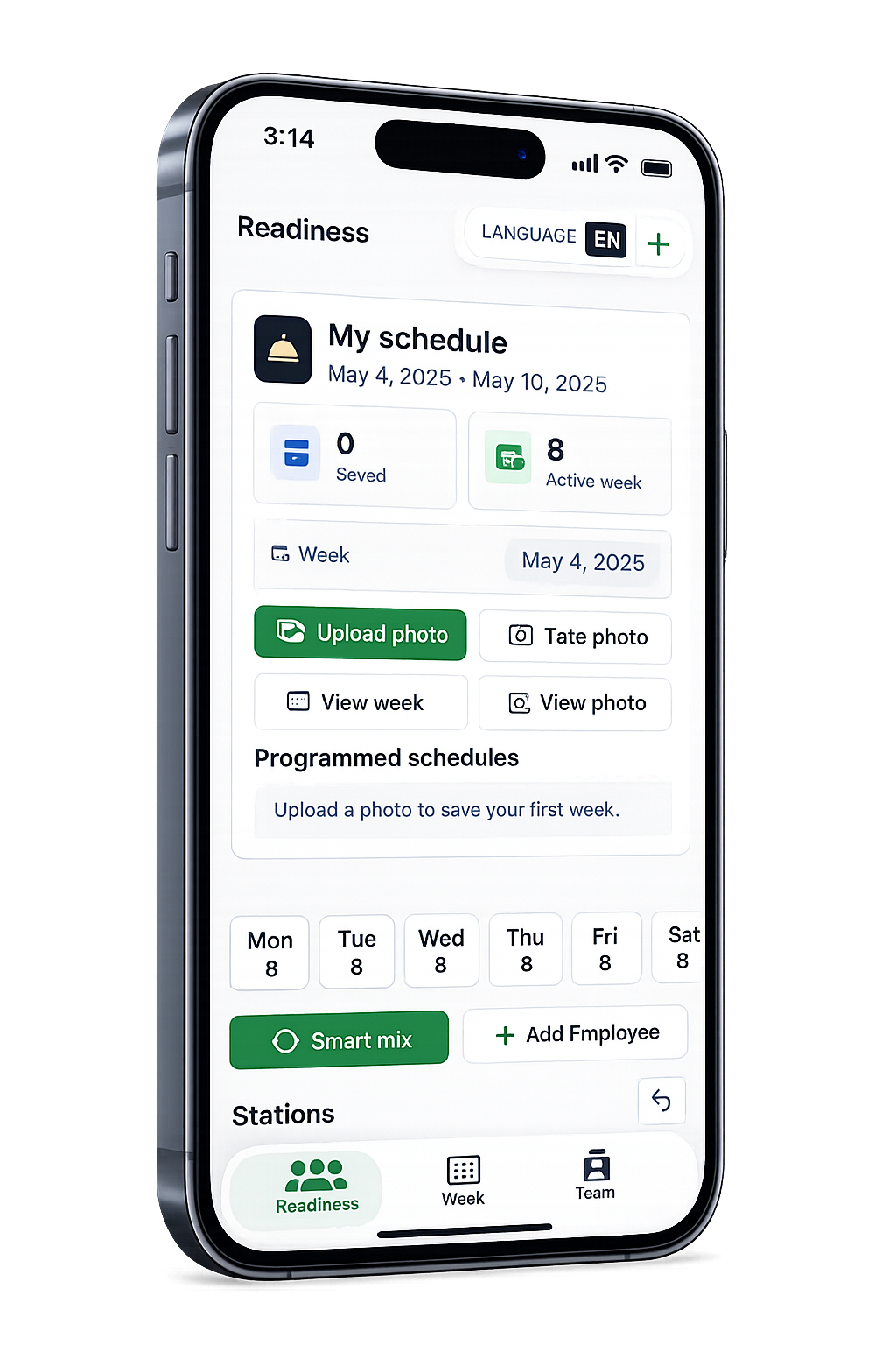 Beoflow mobile readiness schedule mockup