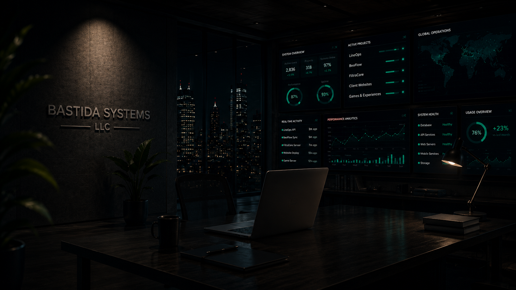 Office operations dashboard and city workspace