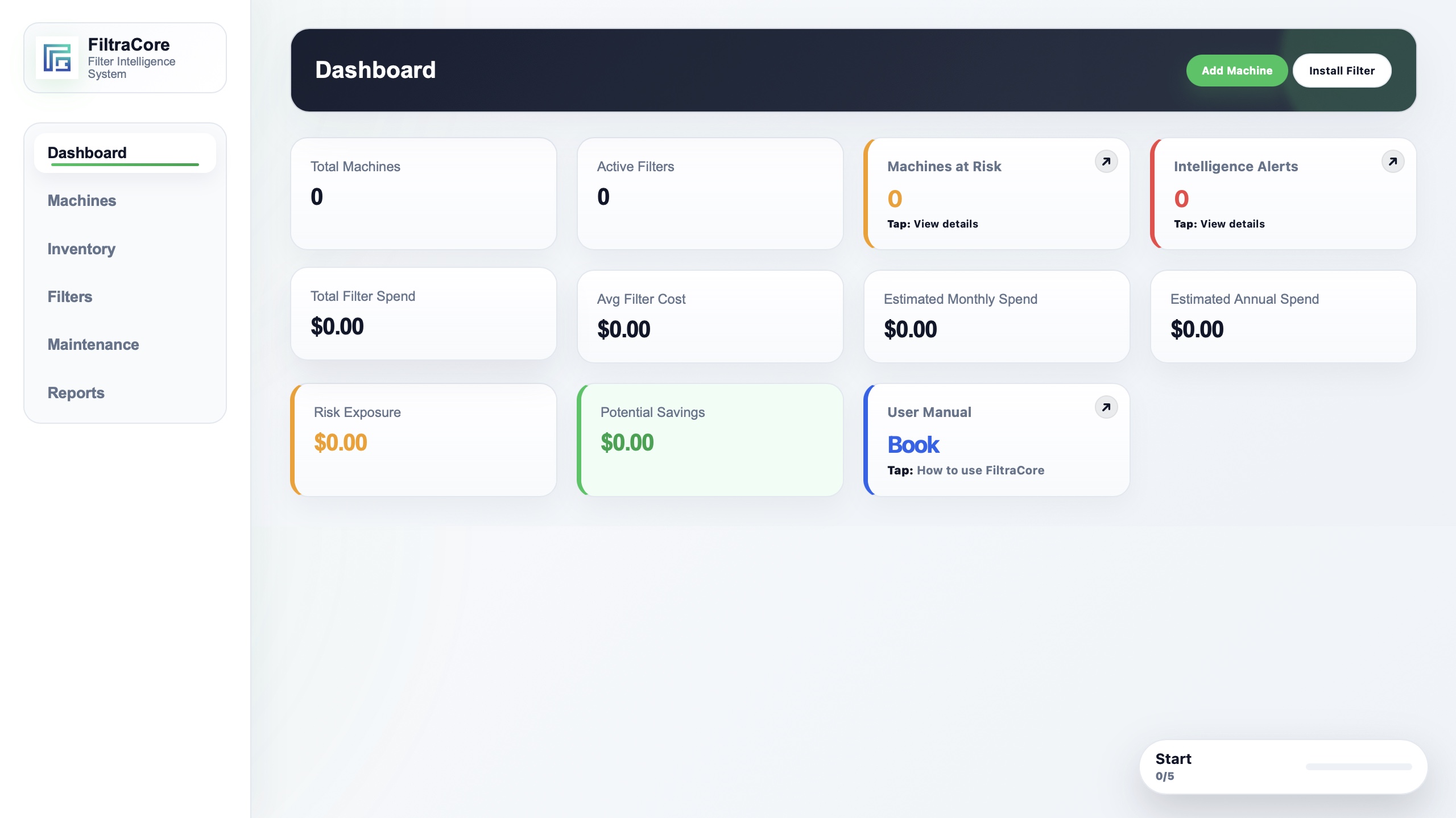 FiltraCore dashboard preview