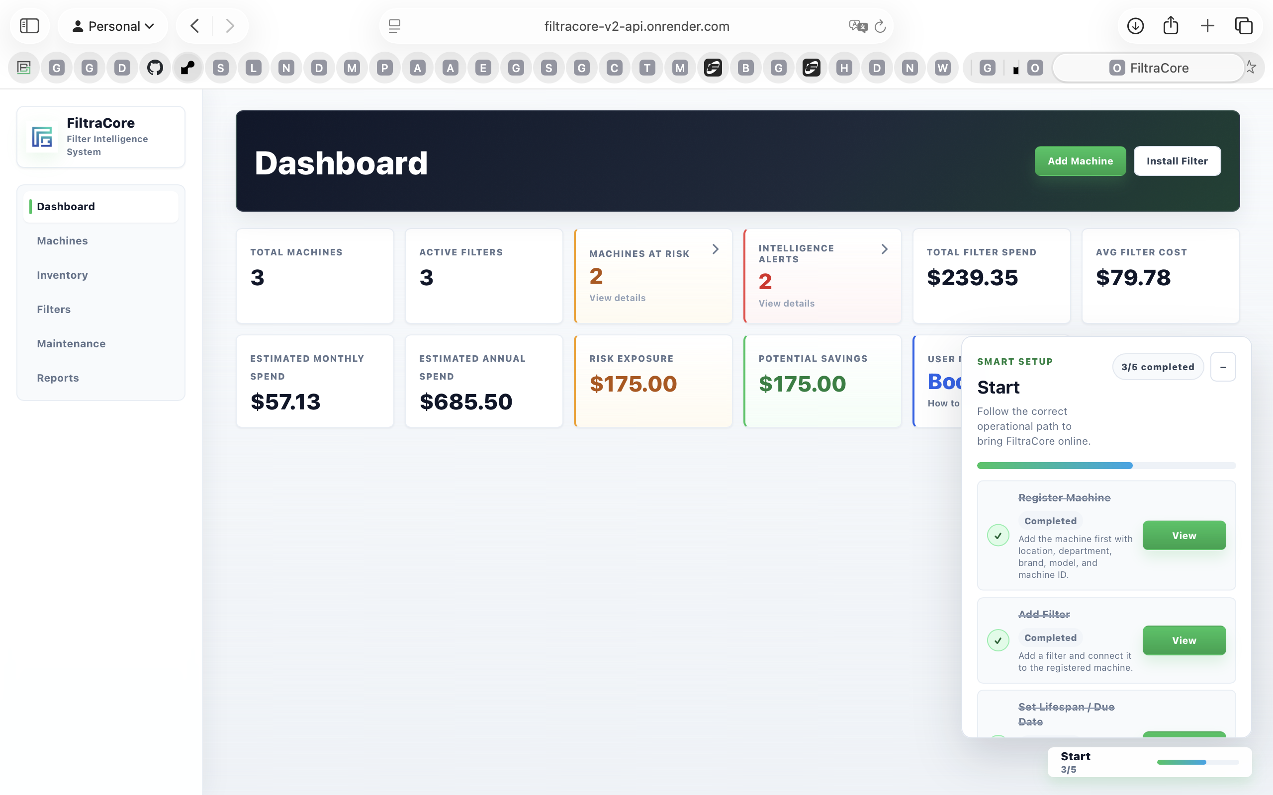 FiltraCore stock desktop screen